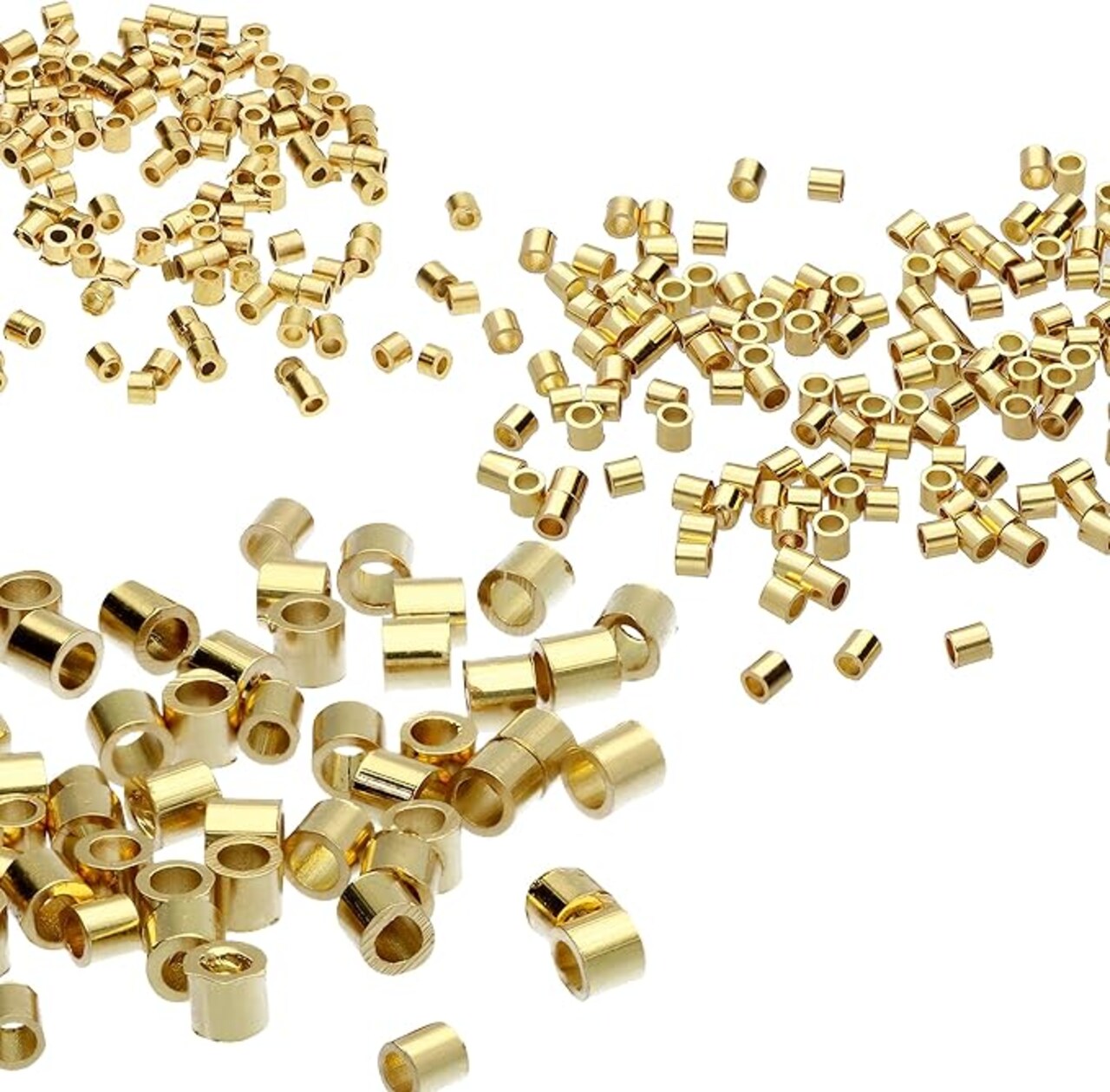 The Beadsmith Tube Crimp Beads, Gold Color, Uniform Cylindrical Shape, No Sharp Edges, Designed to Secure the Ends of Jewelry Stringing Wires and Cables